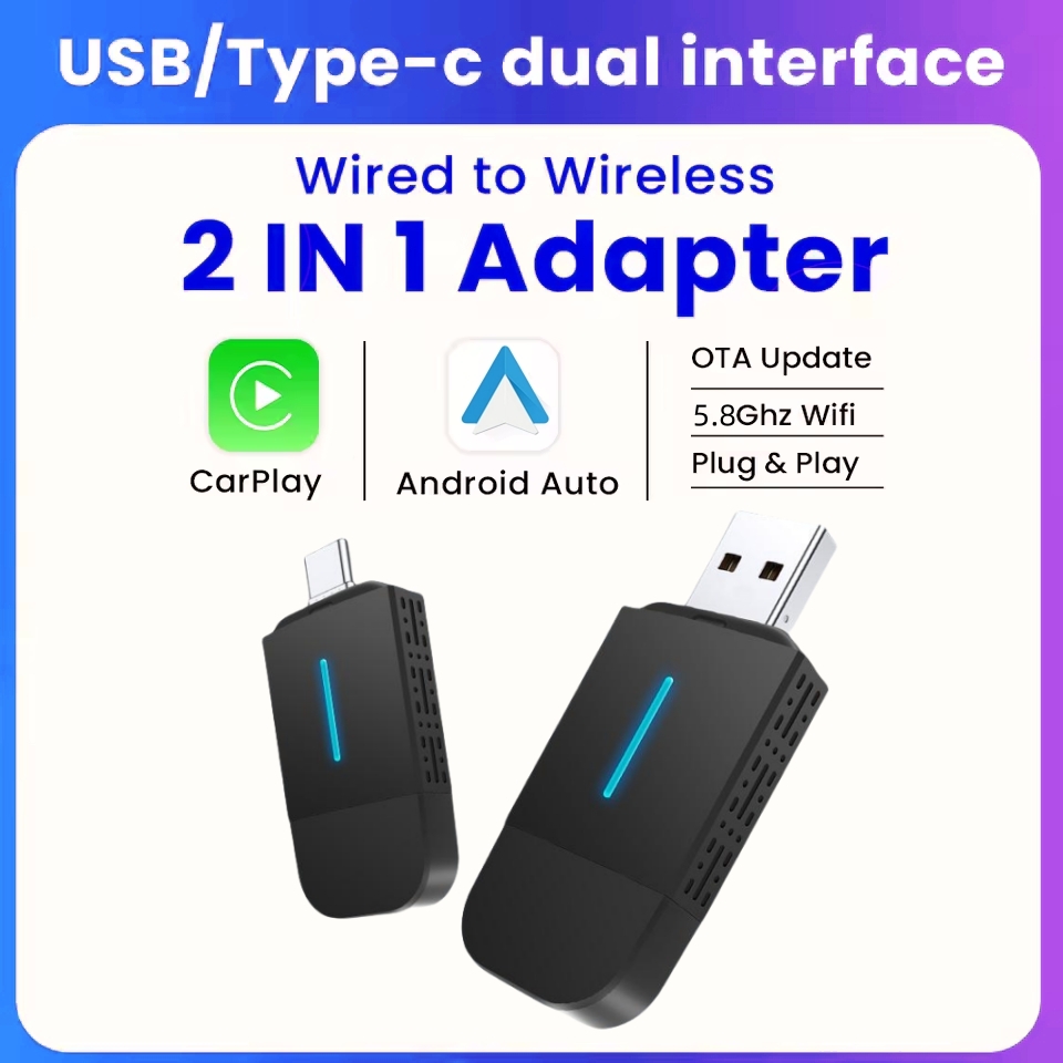 Travel Plug Type C - ANYFAR Dual Interface Draadloze CarPlay Android