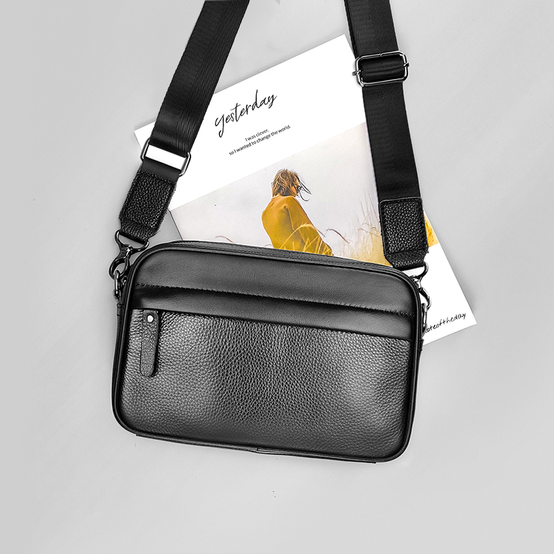 Travel Accessories Tech - Echte leren schoudertas voor heren, bovenlaag
