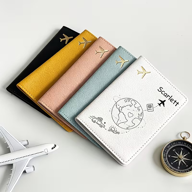 Travel Accessories Plane - Aangepaste naamtekst paspoorthoes met vliegtuig- en