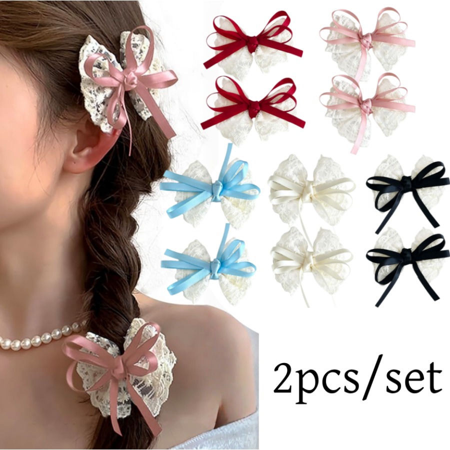 Travel Accessories For Kids - 2 stks/set Leuke Kanten Strik Haarspeldjes