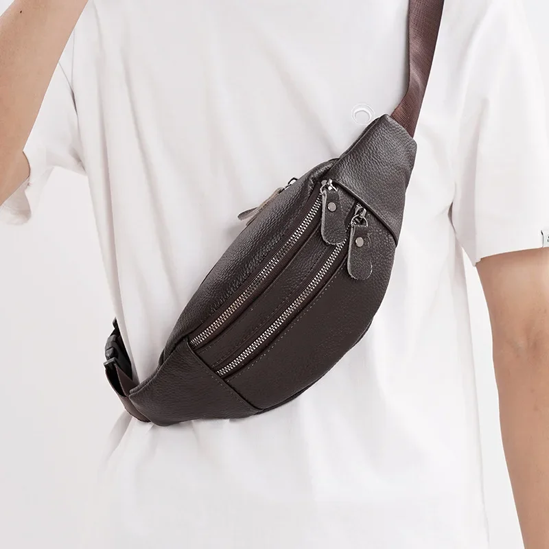 Travel Accessories Tech - Echt leren heuptas voor heren, multifunctionele
