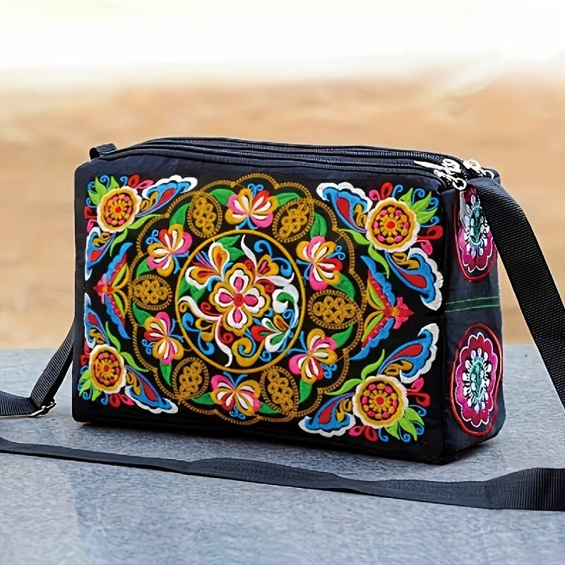 Travel Accessories Luxury - Dames geborduurde bloemen nylon crossbody tas