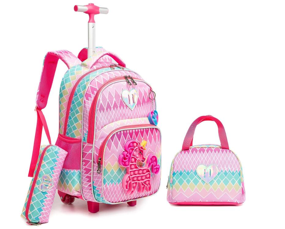 Travel Router Accessories - Rollende schoolrugzakset voor jongens Schoolrugzak op