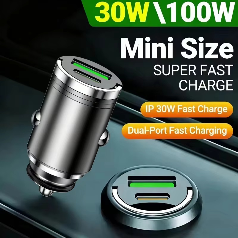 Travel Plug Type C - 100W PD USB Autolader Aansteker Snelladen