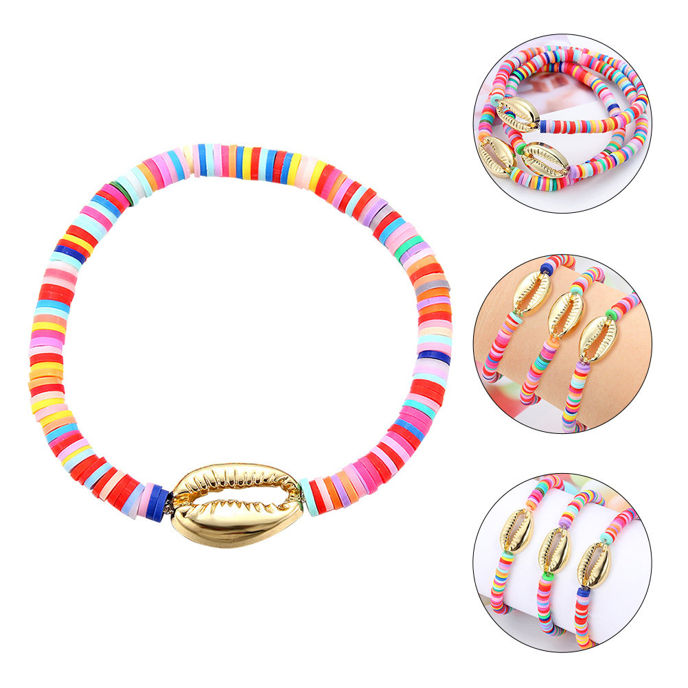 Travel Accessories Hawaii - 3 stuks handgeweven Hawaiiaanse schelpenarmbanden, kleurrijke
