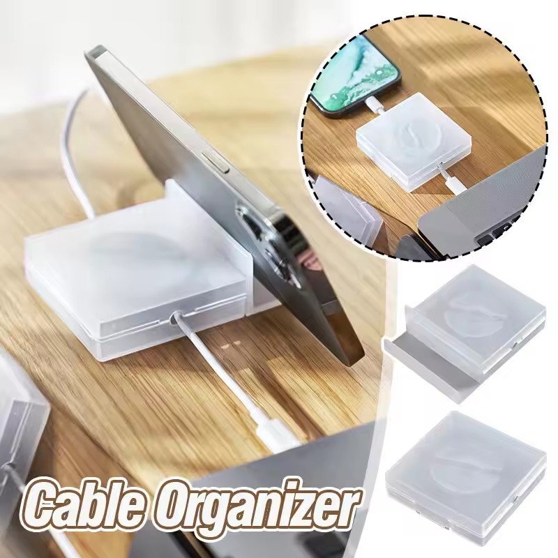 Cable Organizer Travel - Draagbare transparante kabelorganizer, snoerbeheer, USB-kabelopwinder, intrekbare